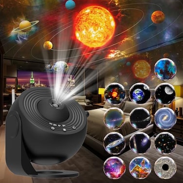 FlyLily Galaxy Projector 13 in 1 HD Planetarium Star Projector for Bedroom 360 Rotating Star Projector Light with Adjustable Knob and Timer for Kids Ceiling Gifts Room Decoration