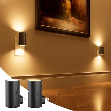 NIORSUN Night Lights Plug into Wall Dimmable with 3 Color Modes Auto OnOff Sensor UltraSlim Nightlight for Hallway Bathroom Bedroom Nursery Kitchen 2 Pack Black