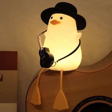 Anywin Duck Night Light Squishy Duck Lamp Silicone Bedside Light Up Funny Duck with Dimmer Rechargeable Birthday Gifts for Friends WomenGuitar Duck