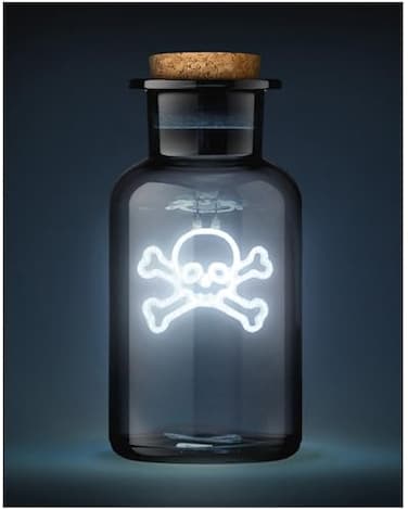 Suck UK Poison Potion Skull Bottle Lamp Gothic Home Decor Horror Decor Neon Light in Bottle Halloween Lights Halloween Home Decor Gothic Decor Mood Lighting Halloween Night Light