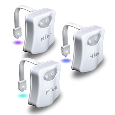 MIEFL Toilet Light Motion Sensor Activated 16 Colors Changing 3 Pack LED Toilet Seat Lights Inside Glow Bowl Smart Bathroom Night Light Cool Funny Christmas White Elephant Gag Gifts Dad Mom Boy Men Un
