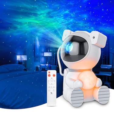 Cayclay Astronaut Galaxy Projector Star Projector with Timer and Remote Night Light with Moon Lamp LED Nebula Lamp for Kids Adults Room Decor Gift White
