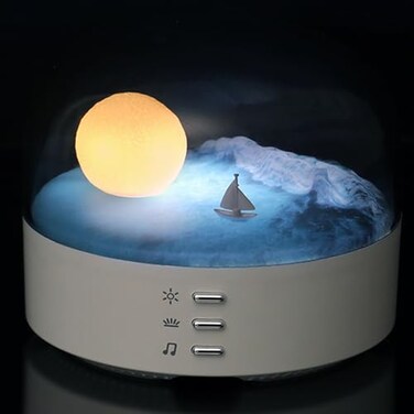 ANJOGIFT Elegant Moon Sea and Snow Mountain LED Night Light Music Speaker Lamp USB TypeC Rechargeable Brightness Adjustable Two Mode can be Switched Ideal Bedroom Mood Light and Gift