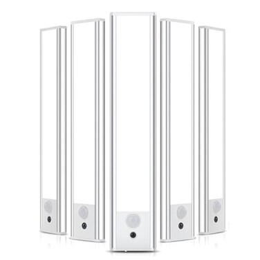 DEALGADGETS Under Cabinet Lighting 5 Packs 3 Color Temperature Rechargeable Motion Sensor Lights for Kitchen Counter Closet Stairs