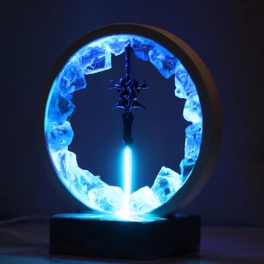 Sofyee Frostmourne Sword Lamp Lich King Night Light Gaming Decoration Light Flowing Gift Blue Crystal Night Light Unique Handmade Gamer Gift Fathers Day Gift