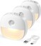Lyridz Rechargeable Night Light Motion Sensor Battery Nightlight Mini Stickon LED Closet Light 120LM Dimmable Brightness for Bathroom Bedroom Kitchen Washroom Stairs Hallway 3Pack