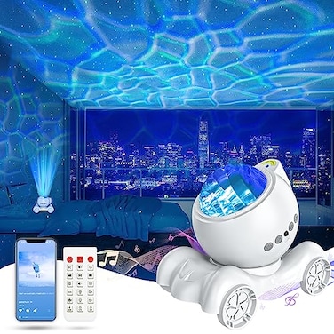 ENOKIK Star Projector Galaxy Projector Builtin Bluetooth Speaker and 8 White Noise Night Light for Kids Adults Aurora Nebula Lamp for Home DecorRelaxationPartyMusicGift White