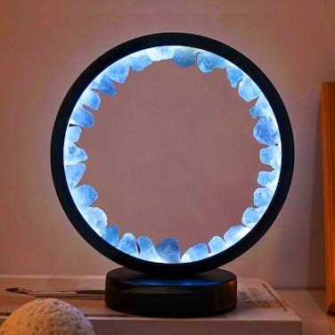 Runyangshi Celestite Night Light 86 Natural Healing Crystal Bedside USB Port 3 Colours Dimming Mode Bedroom Lamp Suitable Night Lamp Ideal Gift