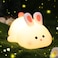 OkiyiD Bunny LampBig Face Rabbit Night Light for Kids Cute Easter Bunny Gifts Kawaii Nursery Bedroom Decor Rechargeable Silicone LED Squishy Night Light