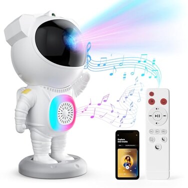Jioote Astronaut Galaxy ProjectorSpace Projectorwith Bluetooth Speaker and Remote Control360 Adjustable AngleSpaceman Star Kids Night Light for Bedroom Ceiling Adult Birthday Valentines Day White