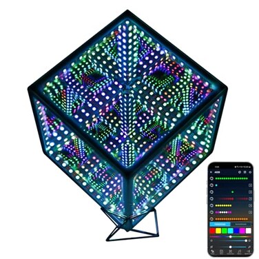 Heepulor Infinity Mirror Hyper Cube Table Lamp Desk Art Night Light ColorChanging MusicSync APPControlled Ambient Light for Gaming Party Home Gift 6 Inches