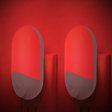Finezeal 670nm Red Light Night Light for Sleep Therapy2 Pack Zero Blue Light with Dusk to Dawn Sensor Auto OnOff LED Red Night Light Plug into Wall for Nursery Bedroom Bathroom