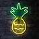Isaac Jacobs 17 x 10 inch LED Neon Yellow Green Pineapple Wall Sign for Cool Light Wall Art Bedroom Decorations Home Accessories Party and Holiday Dcor Powered by USB Wire PINEAPPLE