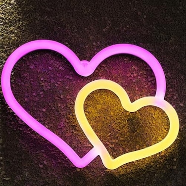 BRIGHTDECK Heart Neon Signs Pink Heart Neon Sign Battery Operated or USB Powered Decorations Lights LED Wall Dcor for Birthday Gift Wedding Party Home Decor