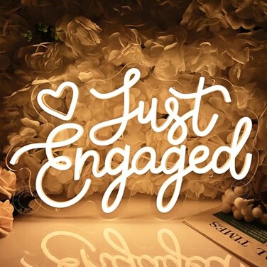 SYLHOME Just Engaged Led Neon Light Sign Heart Wall Decor Sign Wedding Proposal Married Party Bridal Shower Engagement Backdrop USB 1575X972 Warm