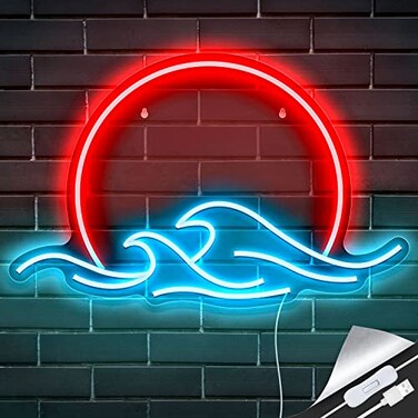 GGK Sunset with Waves Neon Sign LED Sunrise Neon Light for Bedroom Wall Decor Anime Wave Neon Signs LED Sunset Light Sign Sunset
