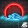 GGK Sunset with Waves Neon Sign LED Sunrise Neon Light for Bedroom Wall Decor Anime Wave Neon Signs LED Sunset Light Sign Sunset