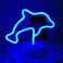 Bailey Blue Dolphins Shaped LED Neon Night Signs USB Battery Powered Neon Light with Base LED Light Signs Light up Birthday Party Kids Room Christmas