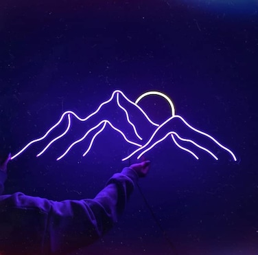 Ulalaza LED Decorative Lights USB Mountains Sunrise Sunset Led Neon Signs Home Decoration Wall Art Holiday Gift Brightness Adjustable 165x118
