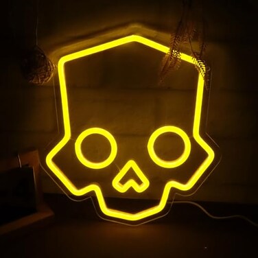 Tiabuy Skull Neon Sign Hero Diver Neon Lights for Game Room Decor Man Cave Yellow Skeleton Skull Led Neon Light Bar Decor Perfect for Halloween PartyLED Lights with Dimmable Switch 11 12 INCH