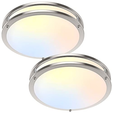 TOBUSA 36W LED Ceiling Lights 3600lm Super Bright Dimmable Flush Mount Light Fixtures 6500K5000K4000K3000K2700K Adjusted Modern Ceiling Lights 2PACK 13 Inch Ceiling Lamps for Bedroom Kitchen Nickle