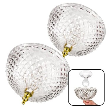 Evelots ClipOn Light Shade for Ceiling Bulb or Lamp 2 Pack Antique Diamond Cut Acrylic Easy Install Decorative Lamp Lighting Cover