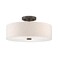 Livex Lighting 5213592 Meridian Collection 3Light Semi Flush Mount Ceiling Fixture with Oatmeal Color Fabric Hardback Drum Shade and Satin White Diffuser English Bronze