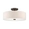 Livex Lighting 5213592 Meridian Collection 3Light Semi Flush Mount Ceiling Fixture with Oatmeal Color Fabric Hardback Drum Shade and Satin White Diffuser English Bronze