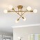 YXTH Semi Flush Mount Ceiling Light Fixture 6 Lights Modern Sputnik Chandelier Ceiling Lamp with E26 Bulb Base Light Fixtures Ceiling Mount for Bedroom Kitchen Living Room Hallway Gold