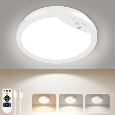Lakumu 9 Rechargeable Motion Sensor Ceiling Light with Remote Wireless LED Ceiling Light Battery Operated No Wiring Battery Powered Ceiling Lights for Closet Shower Stairs Pantry Hallway 3CCT