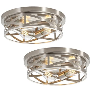 piano7797 13 inch Brushed Nickel Flush Mount Ceiling Light Fixtures3Light Modern Hallway Light Fixtures Ceiling Brushed Nickel Light Fixture Ceiling Mount for FarmhouseKitchen Bedroom 2 Pack