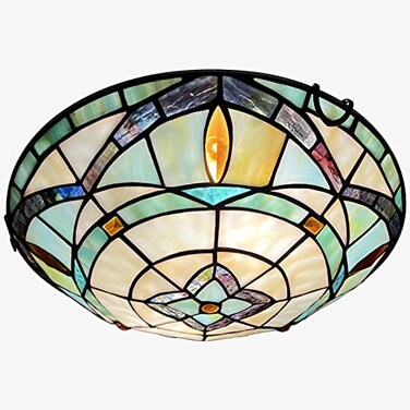 ARTZONE Tiffany Ceiling Lights Stained Glass Ceiling Light 2Lights 12 Inch Tiffany Flush Mount Ceiling Light for Bedroom Dining Living Room Entryway Foyer