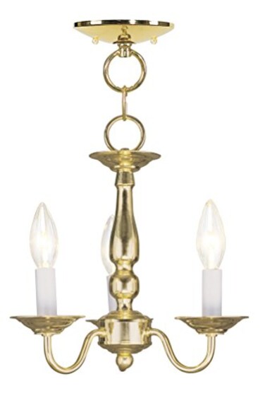 Livex Lighting 500902 Williamsburgh 3Light Convertible Hanging LanternCeiling Mount Polished Brass