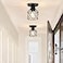 FadimiKoo 2Pack Farmhouse Semi Flush Mount Ceiling Light Black Hallway Light Fixtures Ceiling Mount Small Metal Cage Indoor Ceiling Lamp for Kitchen Porch Bedroom LED Bulbs Included