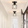 FadimiKoo 2Pack Farmhouse Semi Flush Mount Ceiling Light Black Hallway Light Fixtures Ceiling Mount Small Metal Cage Indoor Ceiling Lamp for Kitchen Porch Bedroom LED Bulbs Included