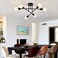 YXTH Semi Flush Mount Ceiling Light Fixture 6 Lights Modern Sputnik Chandelier Ceiling Lamp with E26 Bulb Base Light Fixtures Ceiling Mount for Bedroom Kitchen Living Room Hallway Black