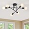 YXTH Semi Flush Mount Ceiling Light Fixture 6 Lights Modern Sputnik Chandelier Ceiling Lamp with E26 Bulb Base Light Fixtures Ceiling Mount for Bedroom Kitchen Living Room Hallway Black