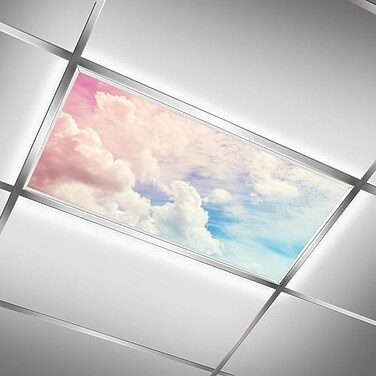 FALE QTUOM 2 Pcs Fluorescent Light Cover for Classroom Pink Cloud Magnetic Fluorescent Light Covers Ceiling Light Covers Shade Panel Coverings for Office Classroom Home Drop Ceiling 4 X 2 Feet