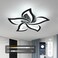 Goeco Modern Flower Flush Mount Ceiling Light with Remote Control Dimmable Black 5Petals 3000K6500K LED for Living Room Kitchen Dining Room Bedroom