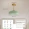 Qufute Milk Ceiling Light mid Century Modern Ceiling Light fixtures with Milk Green Glass Shade Gold Semi Flush Mount Ceiling Light Vintage Glass Ceiling Lamp Hallway Dining Room Kitchen