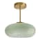 Qufute Milk Ceiling Light mid Century Modern Ceiling Light fixtures with Milk Green Glass Shade Gold Semi Flush Mount Ceiling Light Vintage Glass Ceiling Lamp Hallway Dining Room Kitchen