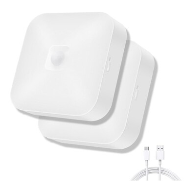 WhitePoplar Rechargeable Motion Sensor Closet Light Rechargeable Battery Operated Ceiling Light Wireless 500LM Wireless Motion Activated Light for Shower Stairs Hallway Pantry Porch Garage 5000K 2 Pac