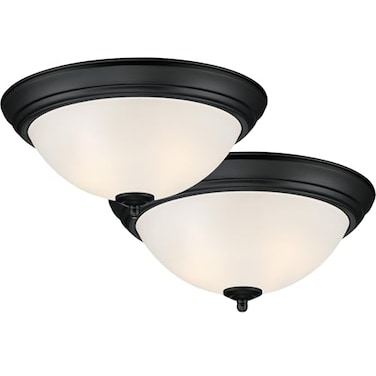 Designers Fountain Flush Mount Ceiling Light 2Pack 13 Inch Frosted Glass Lighting Fixture for Kitchen Bedroom Bathroom and Hallway LED Bulbs Not Included Matte Black