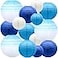 Meiduo 14 PCS Round Paper Lanterns 10 8 6 Inches Gradient Blue and White Party Decorations Hanging Lanterns for Wedding Reception Baby Boy Shower Ocean Theme Indoor Outdoor Supplies