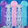 Geosar 5 Pcs Jellyfish Decor with Mermaid Hanging Lanterns for Under The Sea Party Decorations Mermaid Trunk or Treat Car Decorations Kit