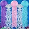 Geosar 5 Pcs Jellyfish Decor with Mermaid Hanging Lanterns for Under The Sea Party Decorations Mermaid Trunk or Treat Car Decorations Kit