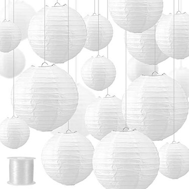 ZEONHAK 40 Pack 6 8 10 12 Inches White Paper Lantern Decorative Round Paper Lanterns for DIY Crafts Wedding Party Decoration 10 Pack for Each Size