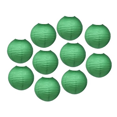 Mudra Crafts Dark Green Paper Lanterns Wedding Party Decorations 12 in 10 Round Hanging Ceiling Lanterns 10 Pack Decorative Lamp Shades