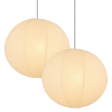 Koorle White Paper Lantern Lamp Shades set of 2 12x12 Small Chinese Paper Lantern Pendant Light Shades Round Home Decor Ceiling Lampshade Foldable Lampshade