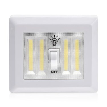 AlltroLite LED Closet Light Switch 400 Lumen Wireless Battery Powered COB Night Light Stick On Magnetic Battery Lights for Under Cabinet Shelf Shed Kitchen Garage Attic RV DIY
